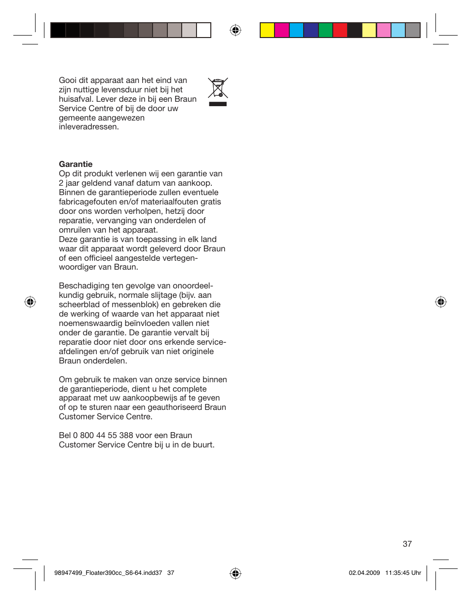 Braun 350cc Series 3 User Manual | Page 37 / 64