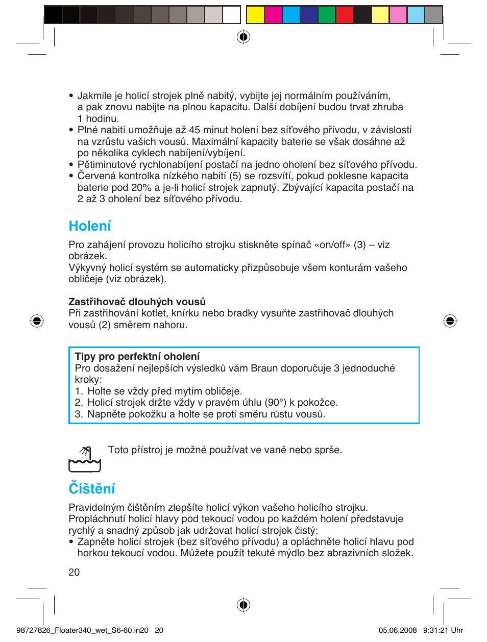 Holení, Čištění | Braun 340 Series 3  RU User Manual | Page 19 / 56