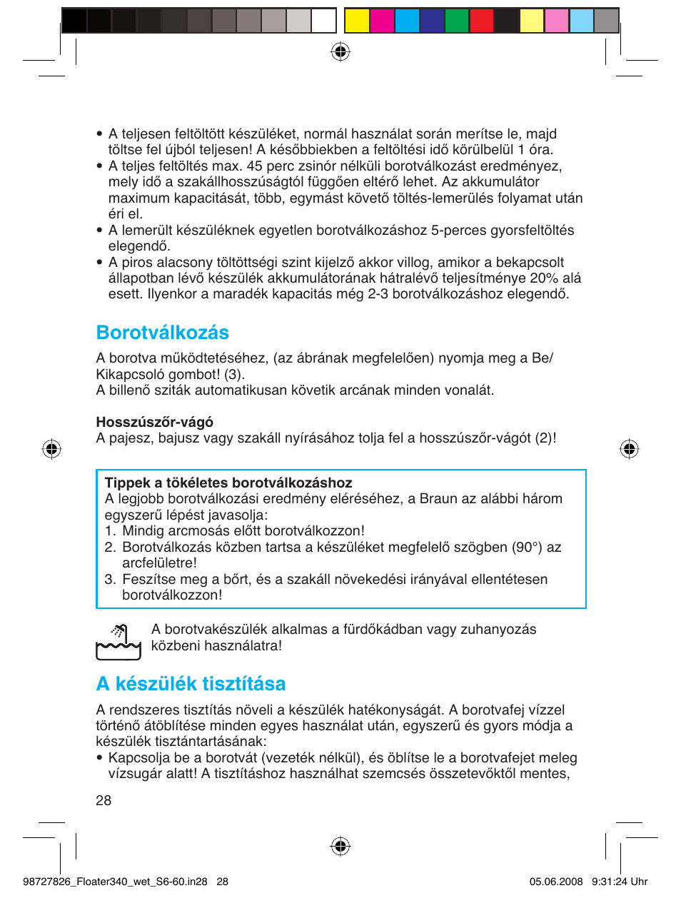 Borotválkozás, A készülék tisztítása | Braun 340 Series 3  RU User Manual | Page 27 / 56