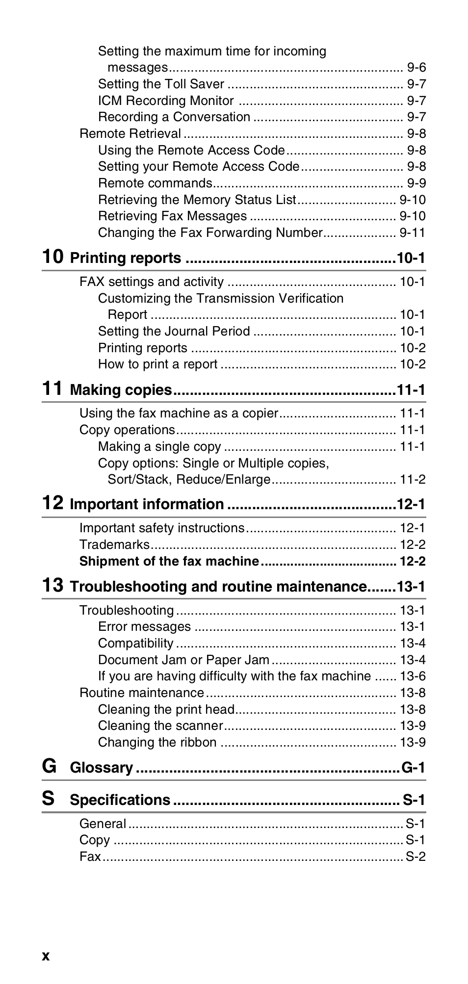 Brother FAX-T106 User Manual | Page 12 / 119