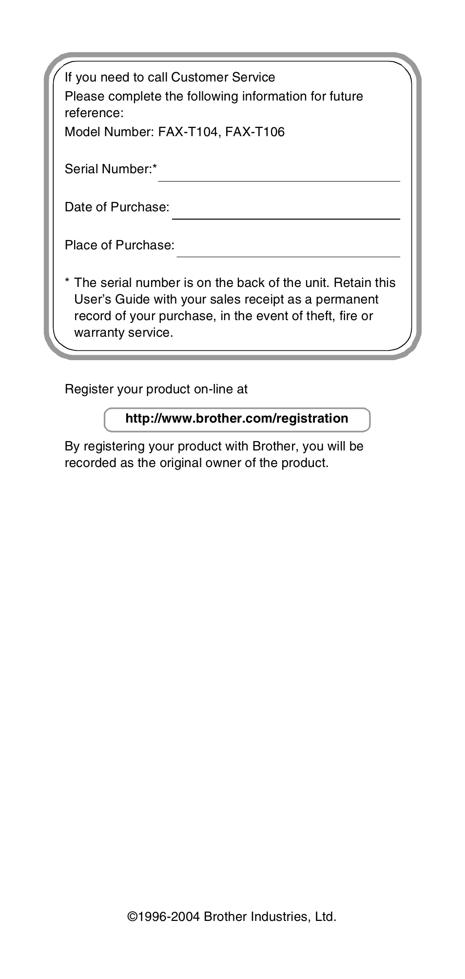 Brother FAX-T106 User Manual | Page 2 / 119