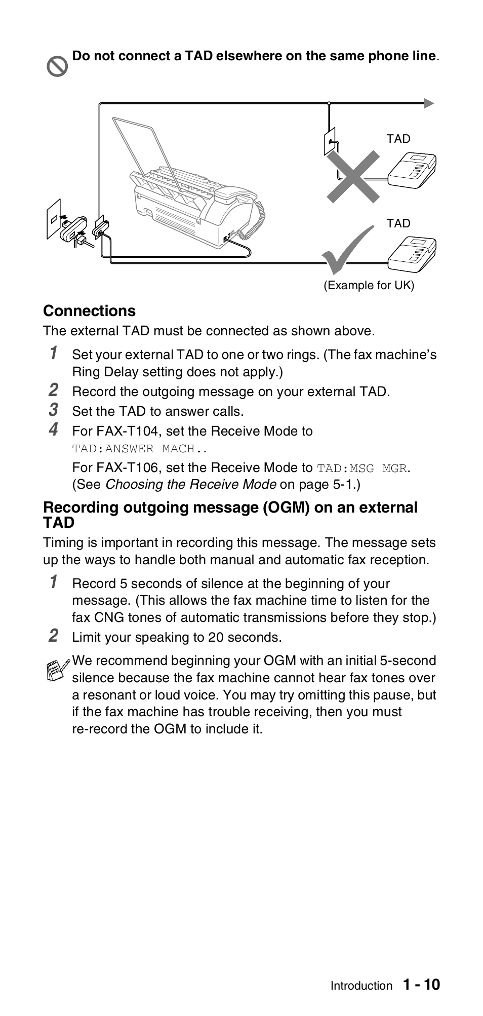 Brother FAX-T106 User Manual | Page 23 / 119