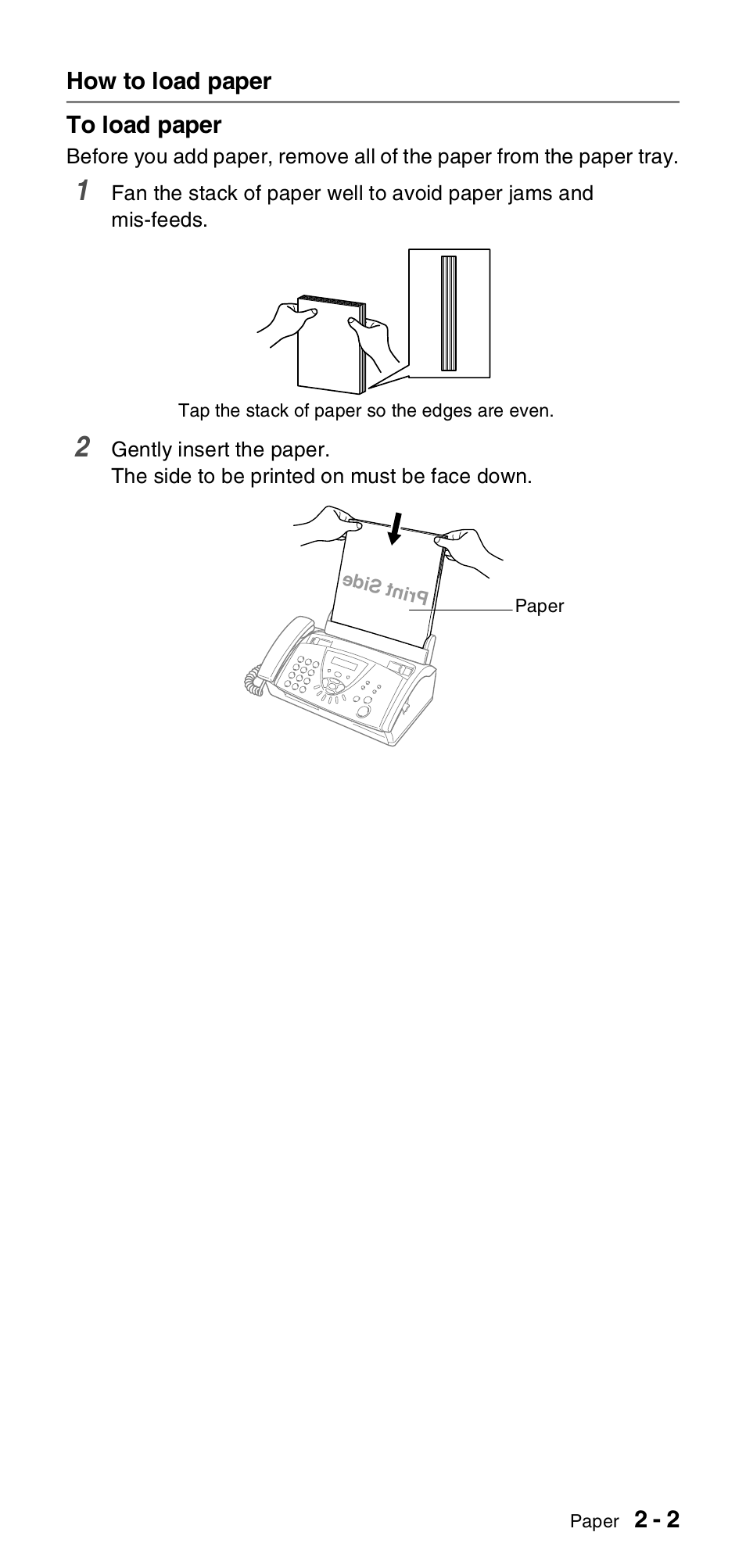 How to load paper, How to load paper -2 | Brother FAX-T106 User Manual | Page 27 / 119