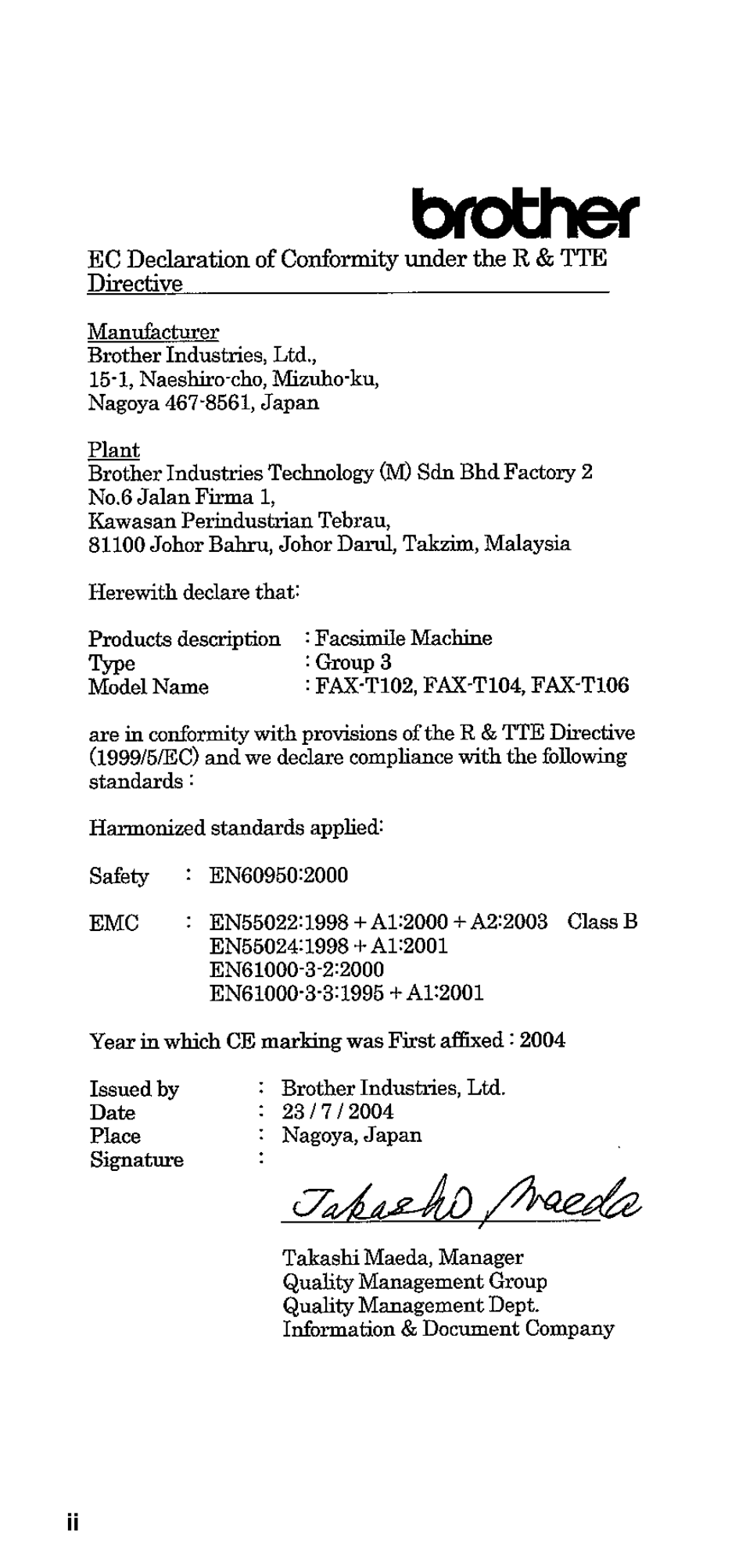 Brother FAX-T106 User Manual | Page 4 / 119