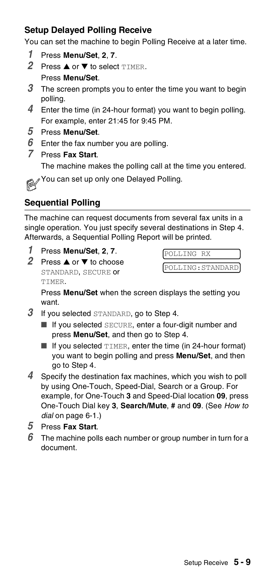 Sequential polling, Sequential polling -9 | Brother FAX-T106 User Manual | Page 49 / 119