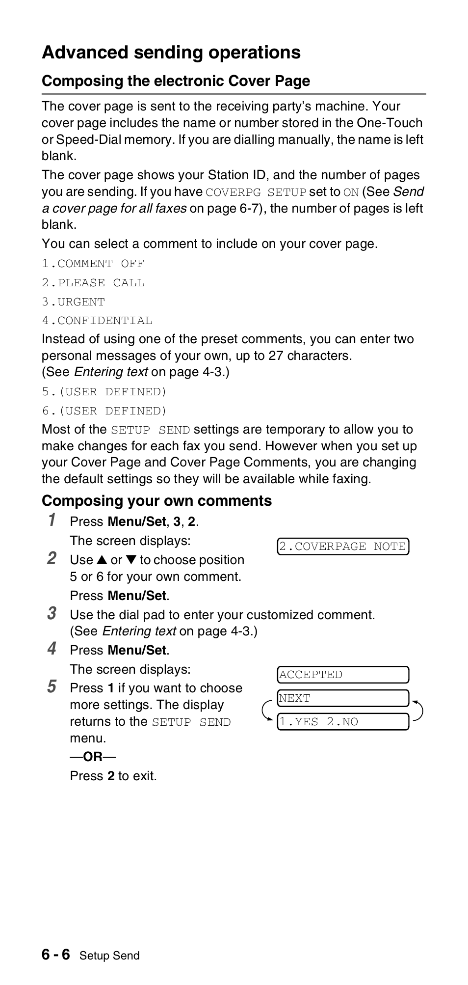 Advanced sending operations, Advanced sending operations -6 | Brother FAX-T106 User Manual | Page 60 / 119