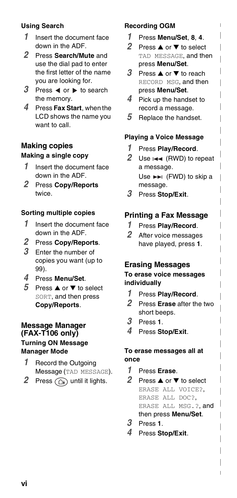 Brother FAX-T106 User Manual | Page 8 / 119