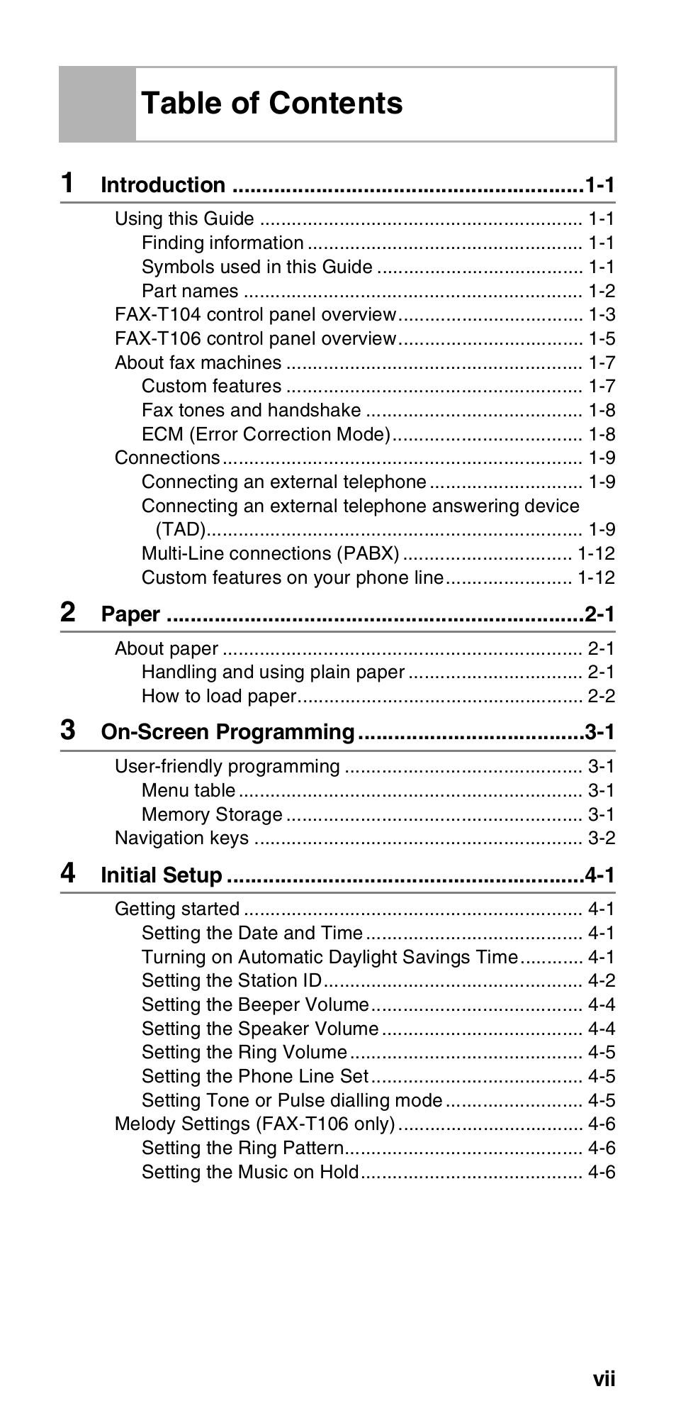 Brother FAX-T106 User Manual | Page 9 / 119