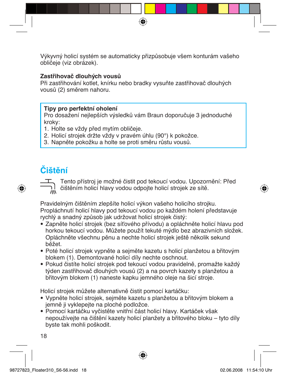 Čištění | Braun 310 Series 3 User Manual | Page 17 / 51