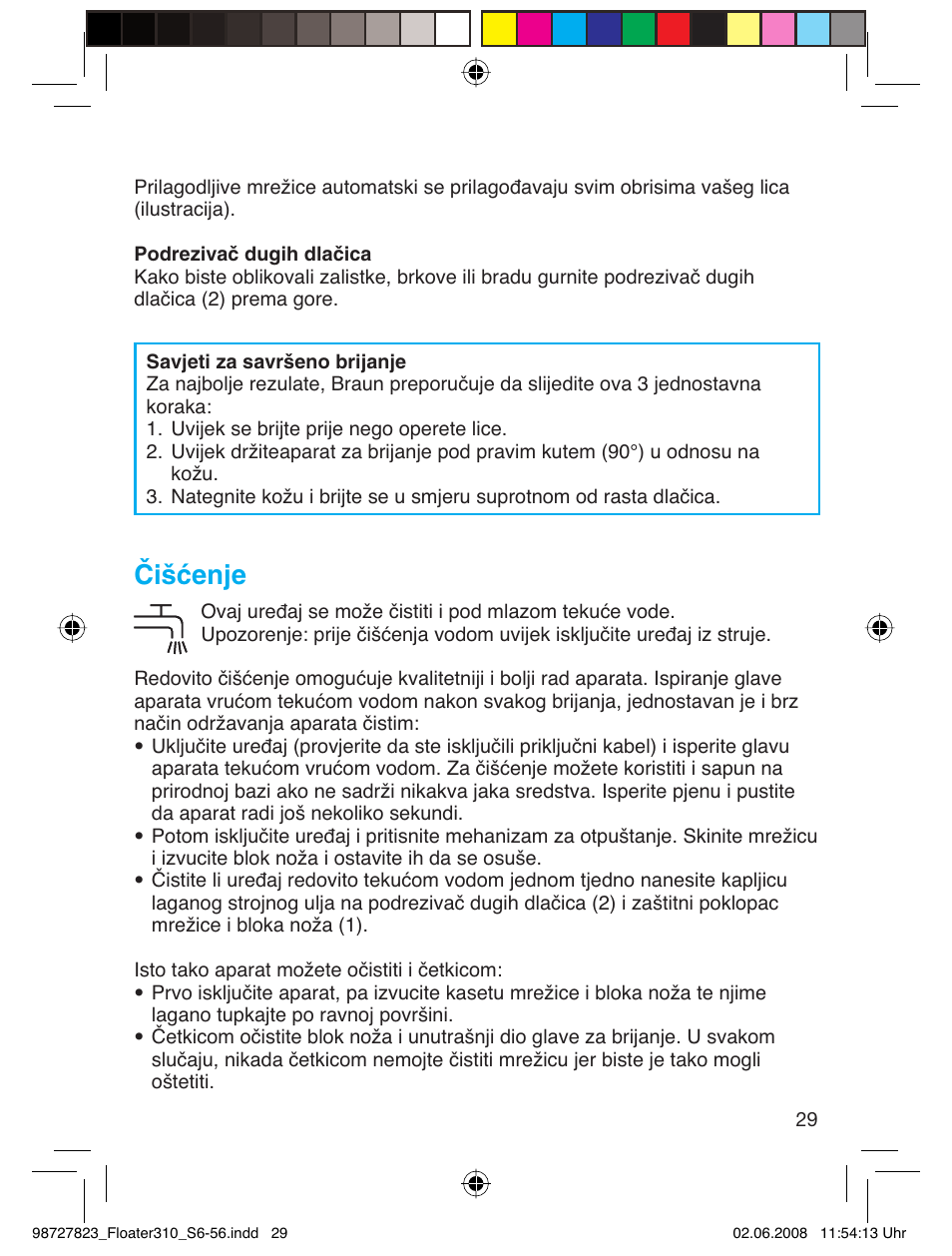 Čišćenje | Braun 310 Series 3 User Manual | Page 28 / 51