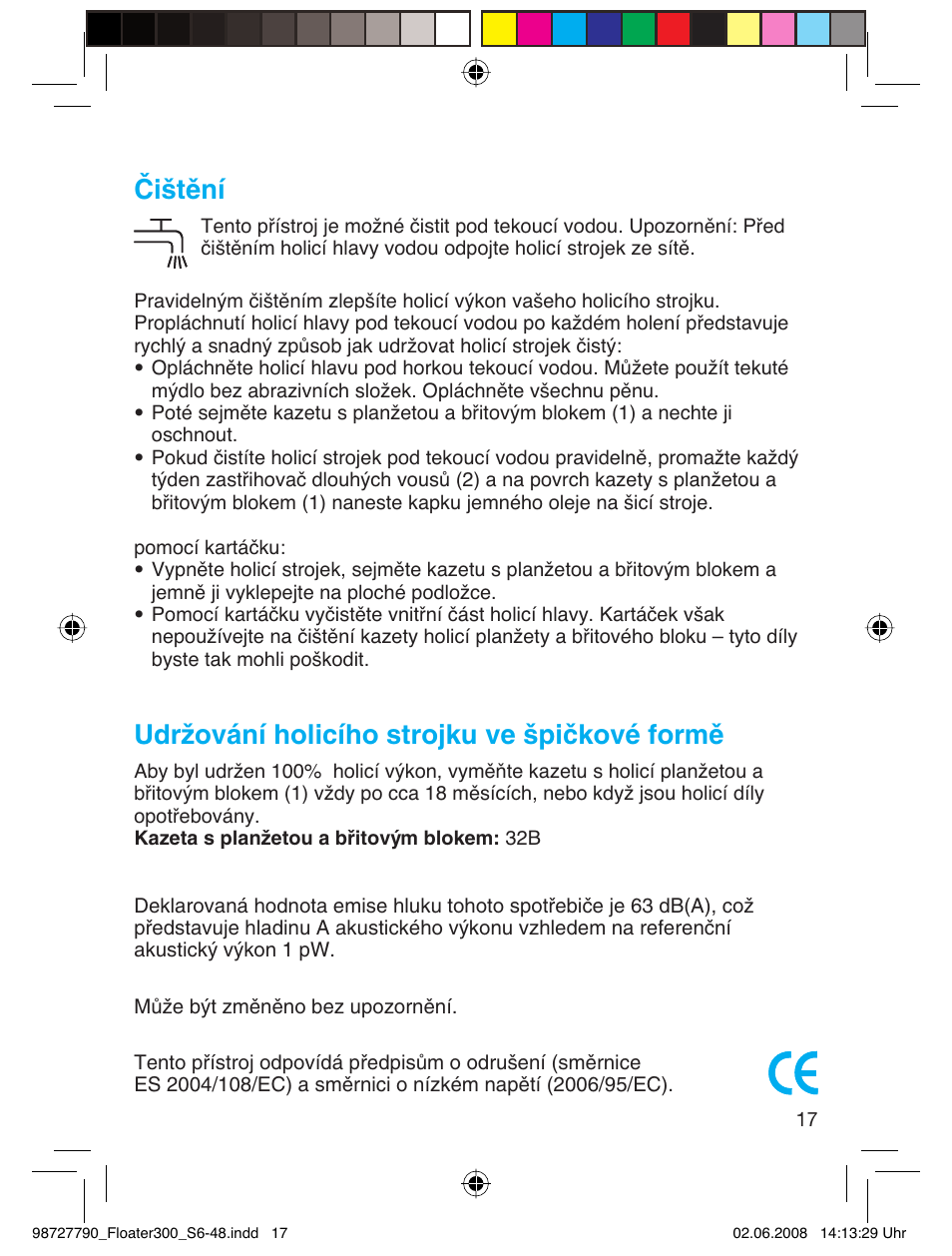 Čištění, Udržování holicího strojku ve špičkové formě | Braun 300 Series 3  RU User Manual | Page 16 / 45