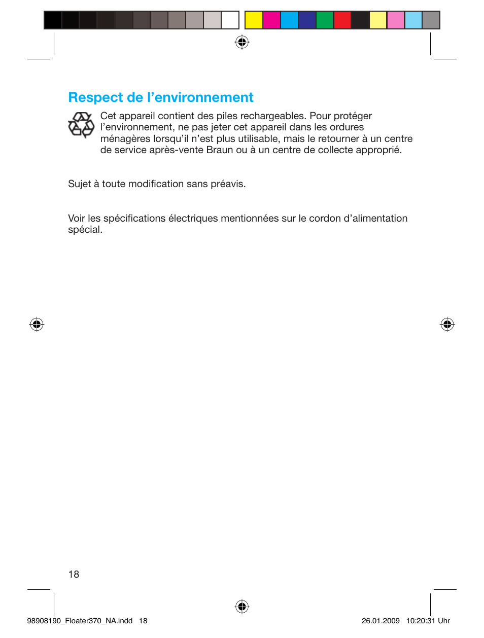 Respect de l’environnement | Braun 360 Series 3 User Manual | Page 17 / 25