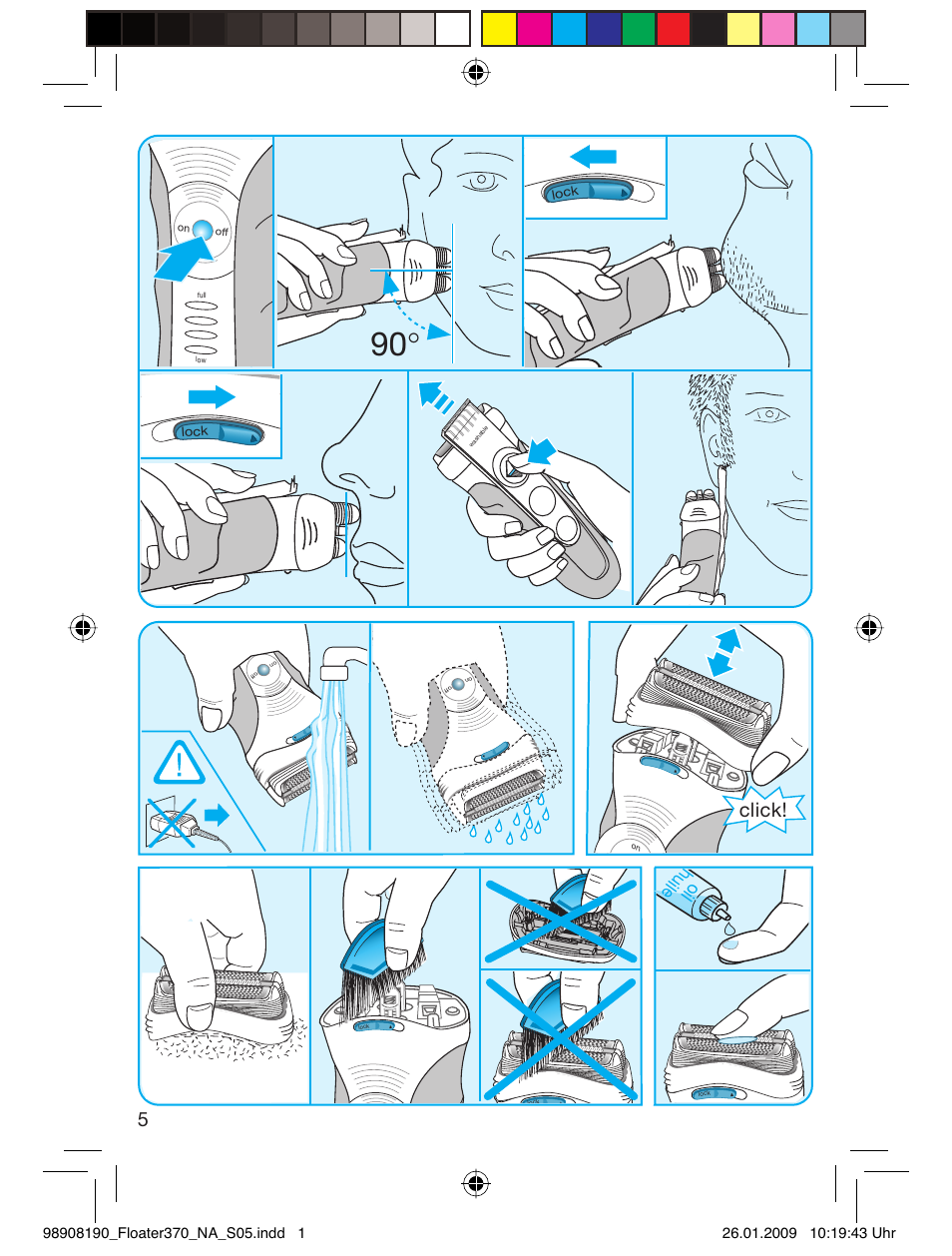 Click, Oil hu il e | Braun 360 Series 3 User Manual | Page 4 / 25