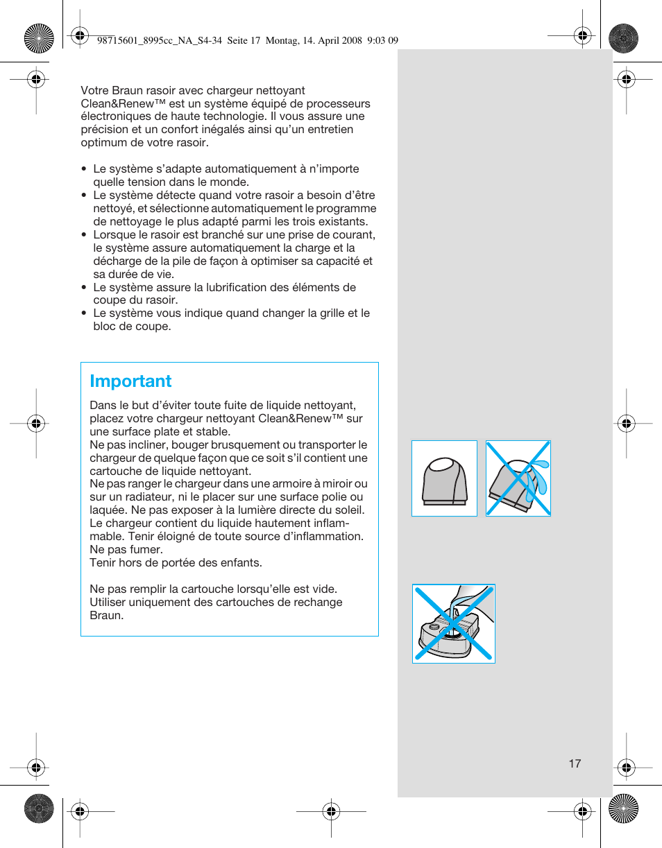 Important | Braun 8995 Series 5 User Manual | Page 17 / 34