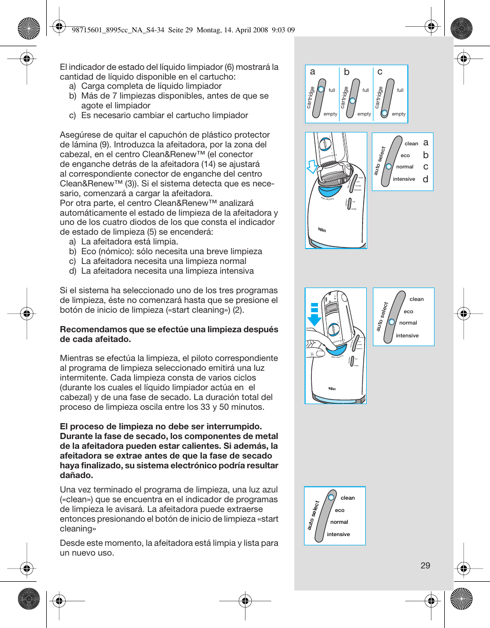 Ab c, Ab c d | Braun 8995 Series 5 User Manual | Page 29 / 34