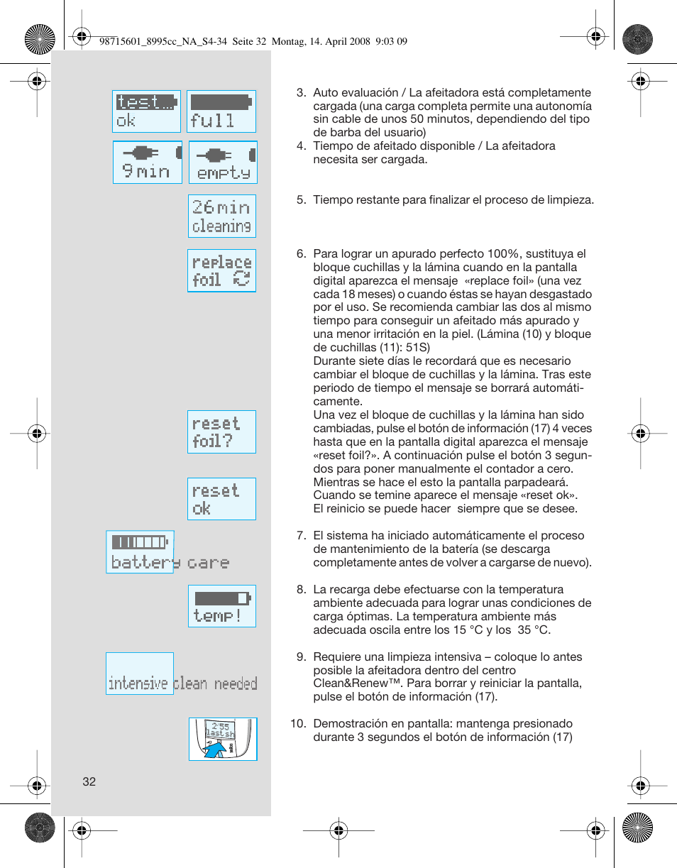 Braun 8995 Series 5 User Manual | Page 32 / 34