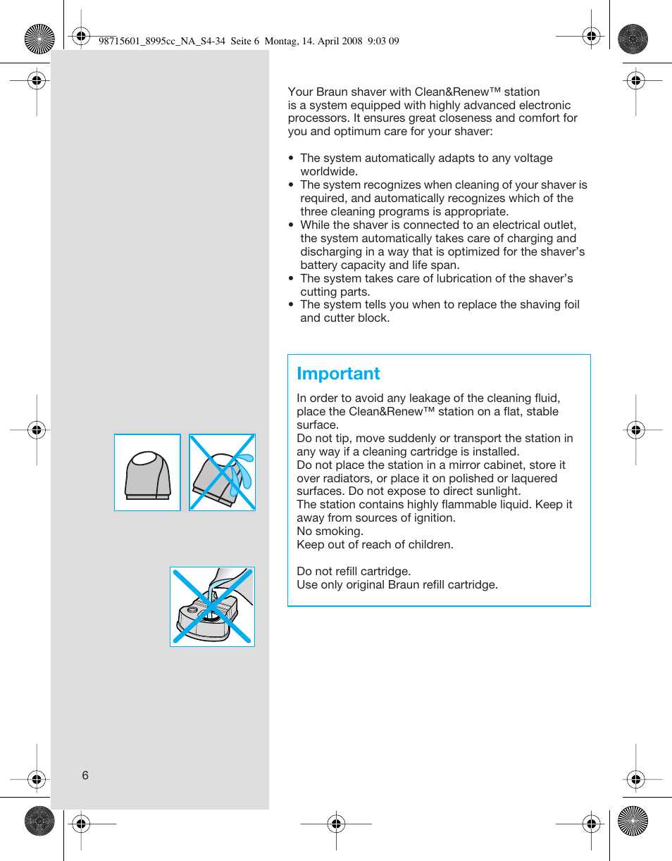 Important | Braun 8995 Series 5 User Manual | Page 6 / 34