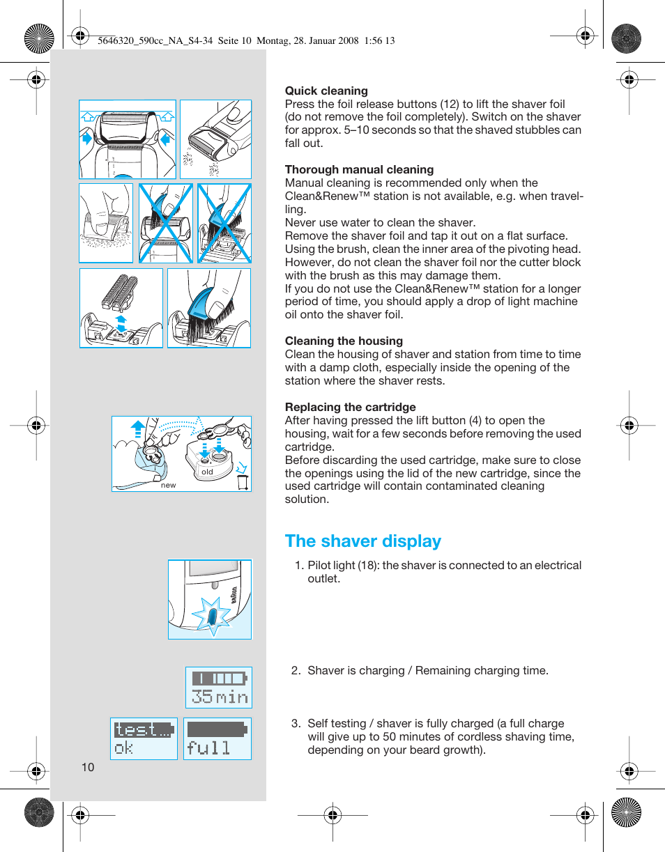 The shaver display | Braun 590cc-5646 Series 5 User Manual | Page 10 / 34