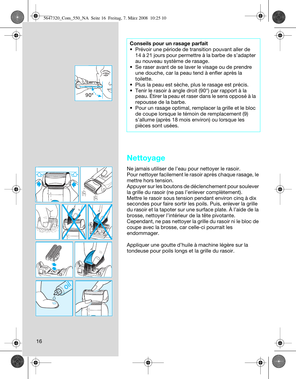 Nettoyage | Braun 550-5647 Series 5 User Manual | Page 16 / 26