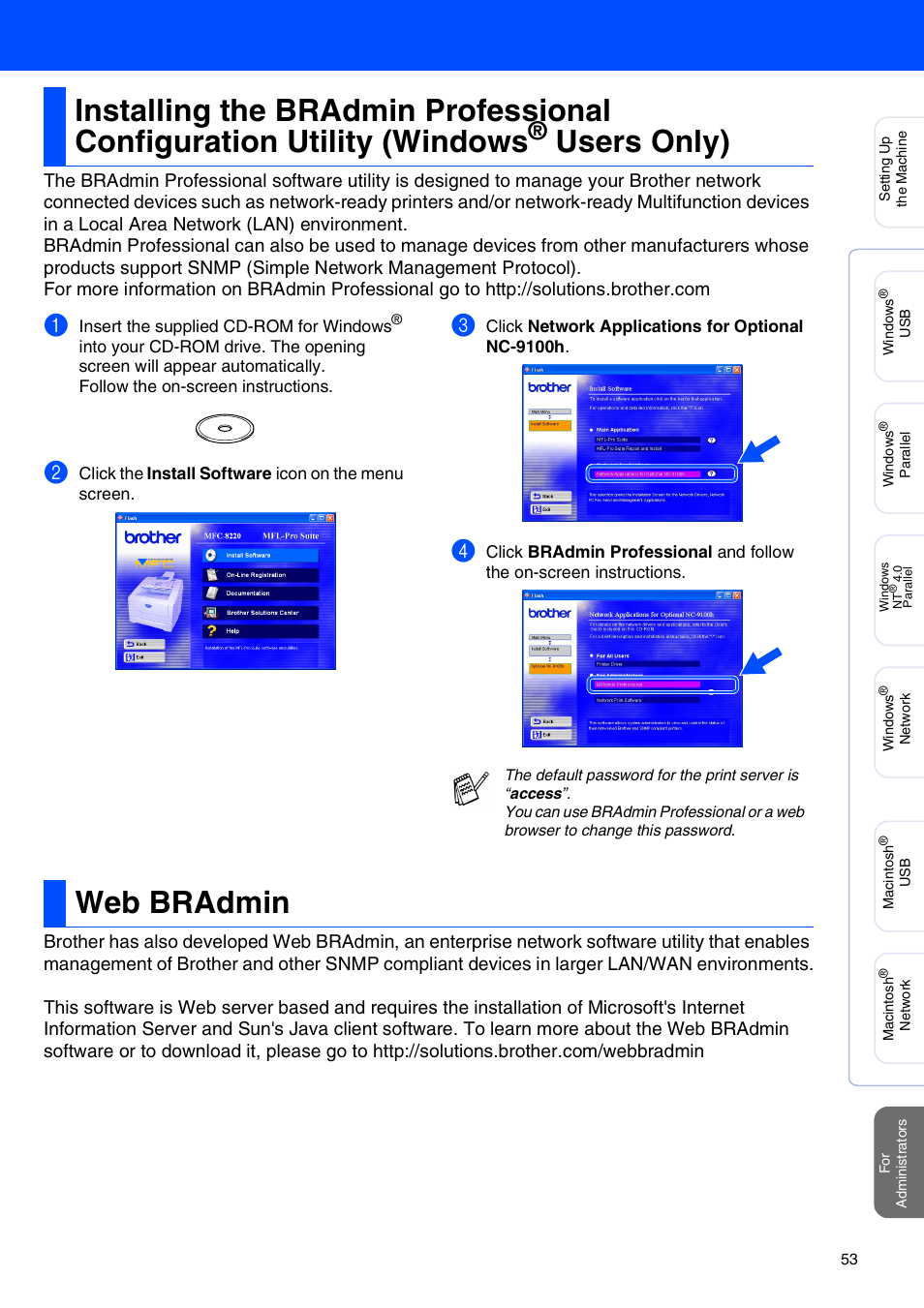 Web bradmin, Windows, Users only) | Brother MFC 8220 User Manual | Page 55 / 59