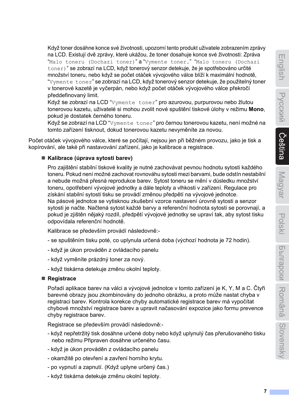 English magyar polski slovensky | Brother HL-3040CN User Manual | Page 7 / 19