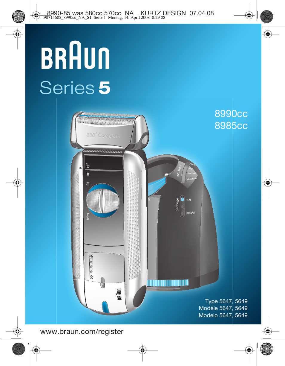 Braun 8990 360°Complete, Series 5 User Manual | 34 pages