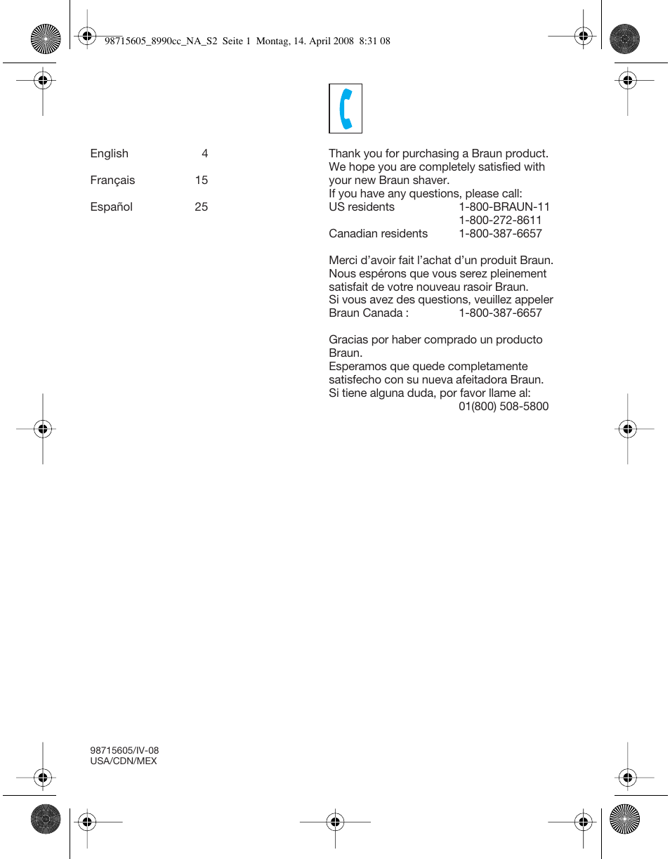 Braun 8990 360°Complete, Series 5 User Manual | Page 2 / 34