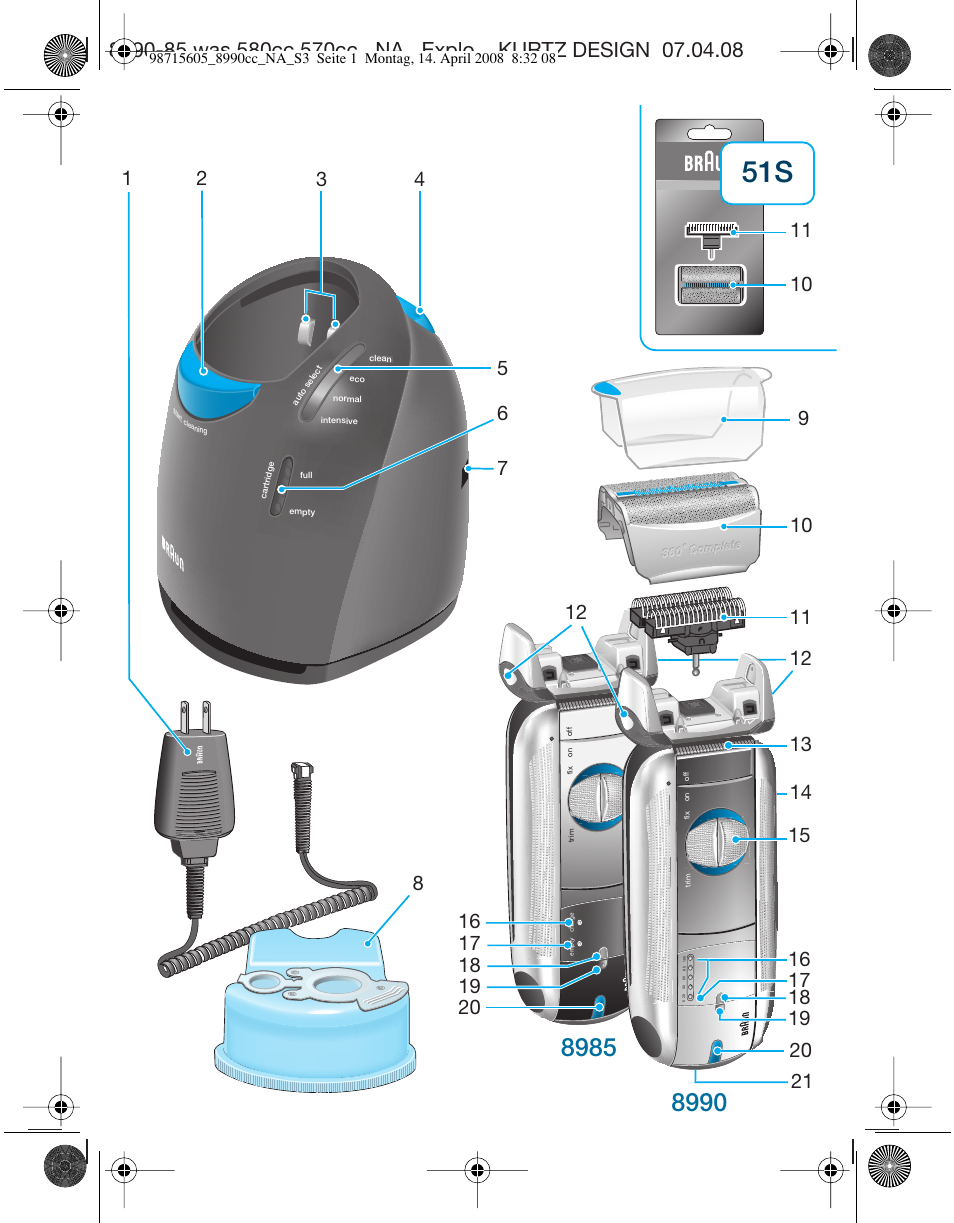 Braun 8990 360°Complete, Series 5 User Manual | Page 3 / 34