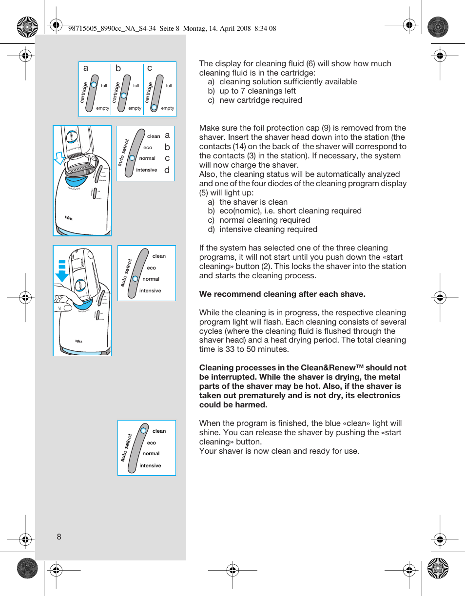 Ab c, Ab c d | Braun 8990 360°Complete, Series 5 User Manual | Page 8 / 34