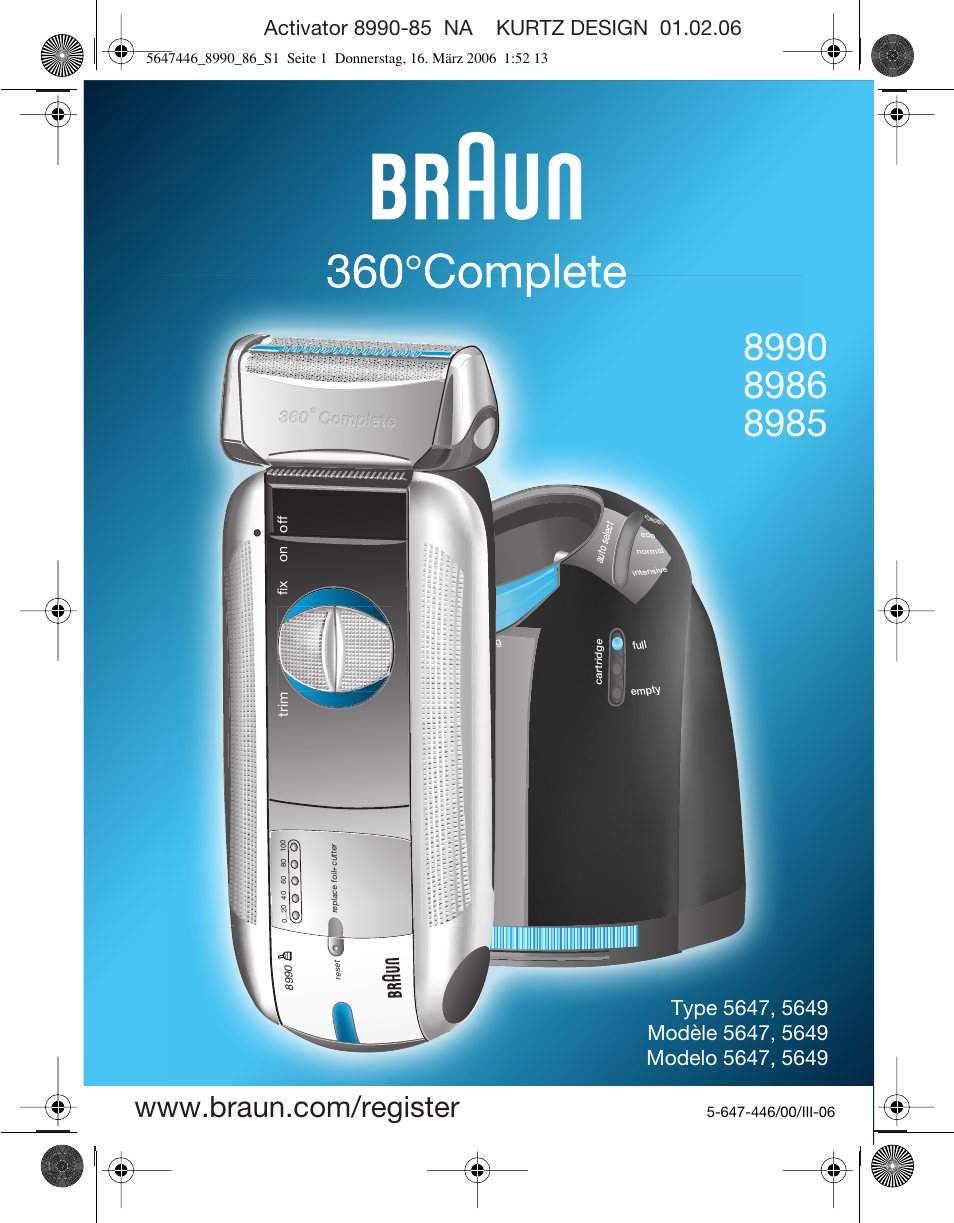 Braun 8985 360°Complete User Manual | 34 pages