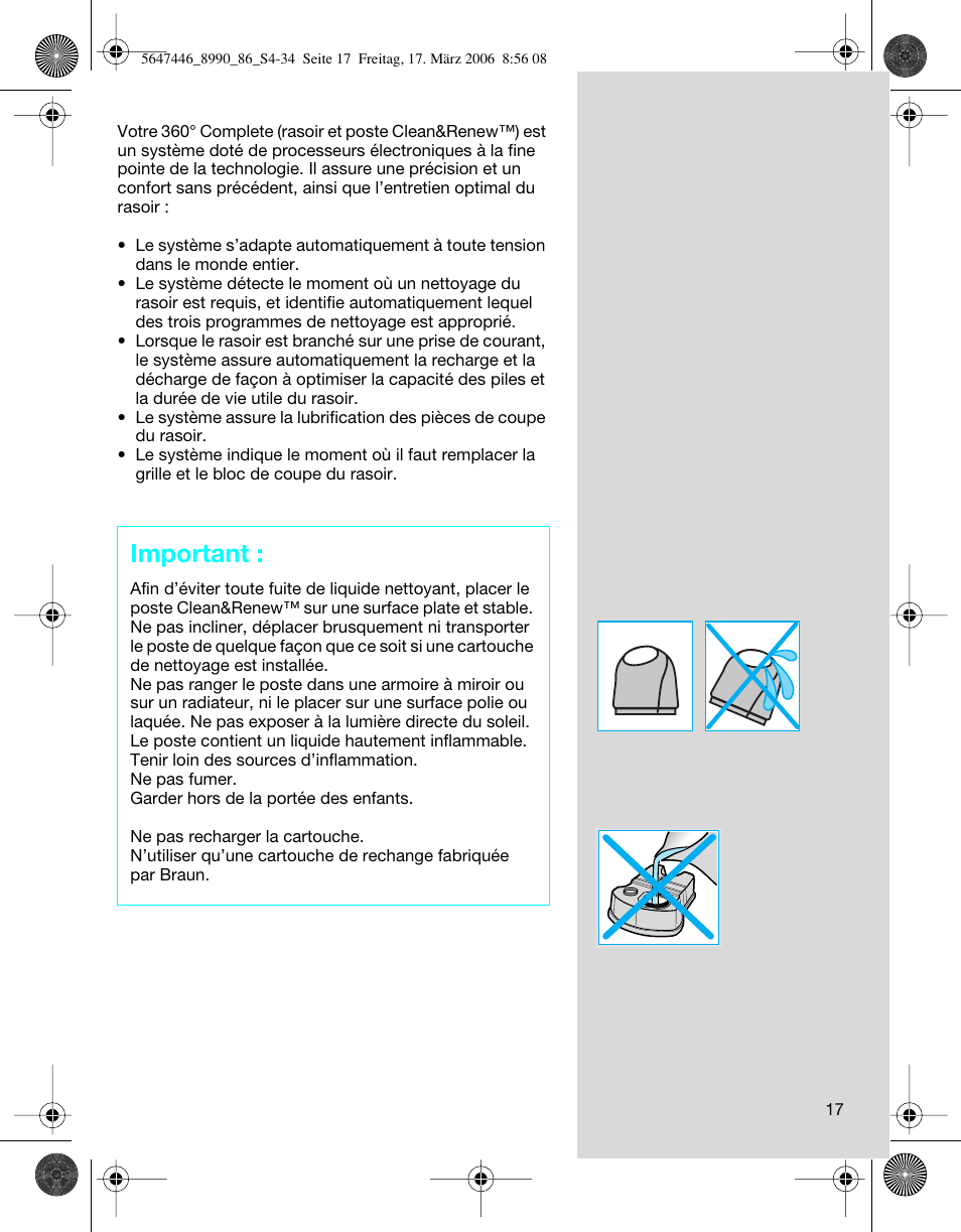 Important | Braun 8985 360°Complete User Manual | Page 17 / 34