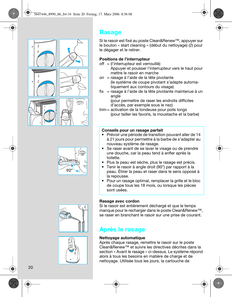 Rasage, Après le rasage | Braun 8985 360°Complete User Manual | Page 20 / 34