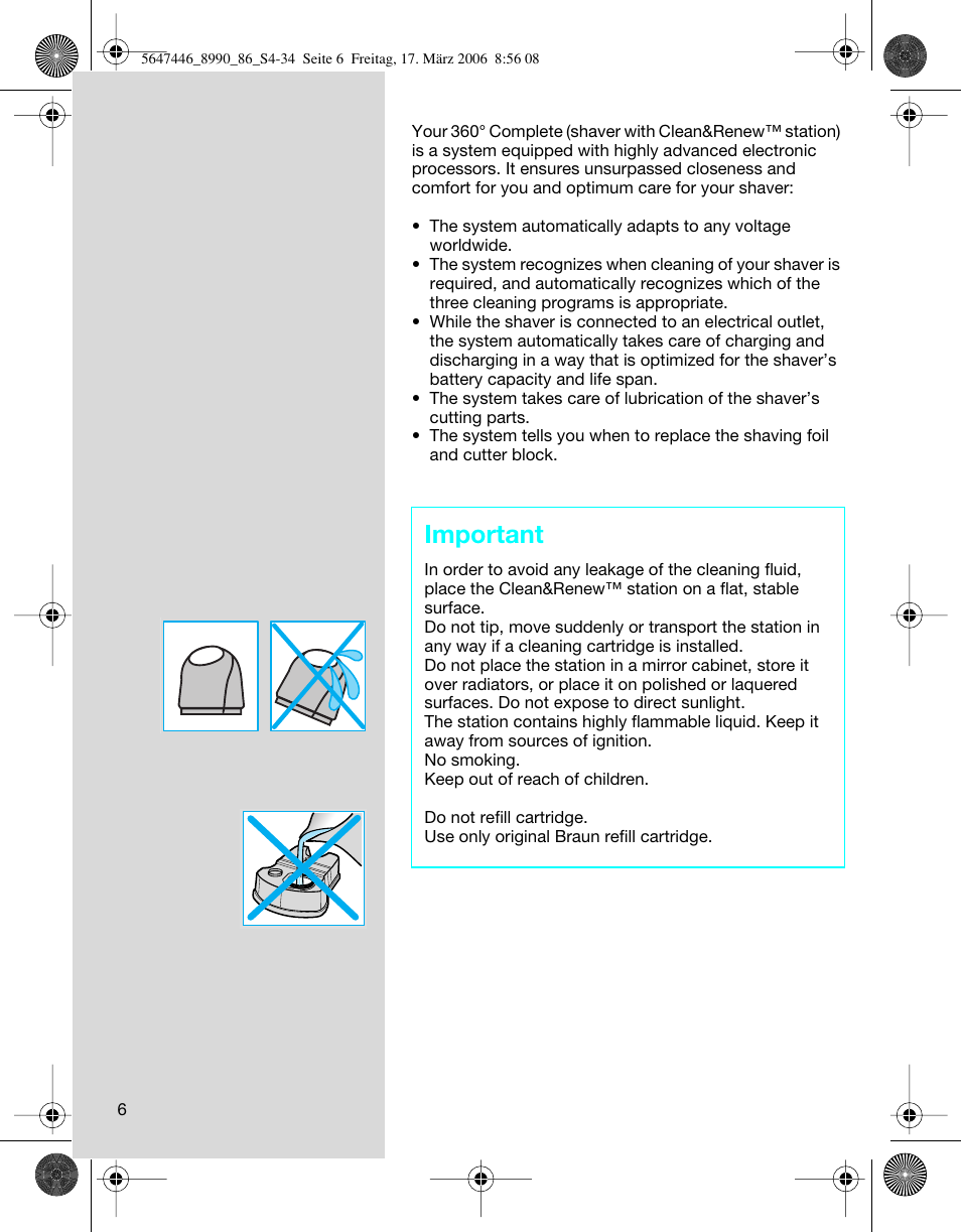 Important | Braun 8985 360°Complete User Manual | Page 6 / 34