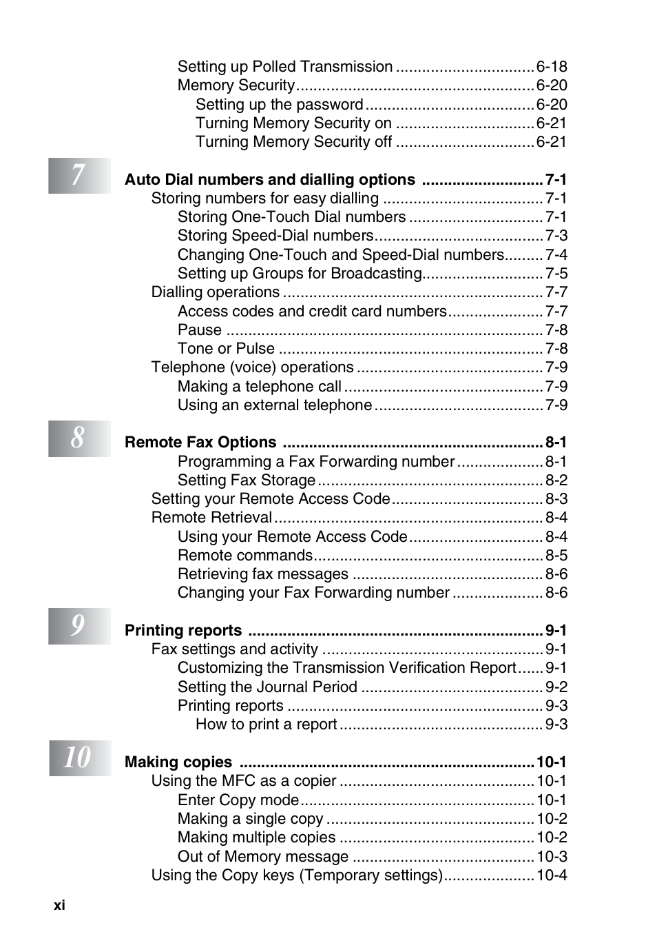 Brother MFC 8220 User Manual | Page 12 / 203