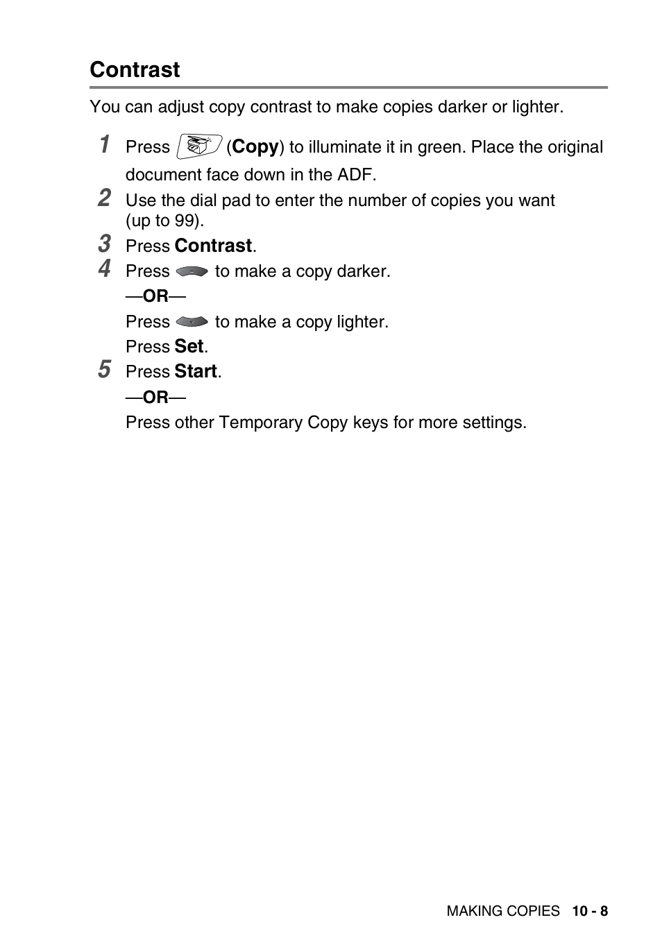 Contrast, Contrast -8 | Brother MFC 8220 User Manual | Page 129 / 203