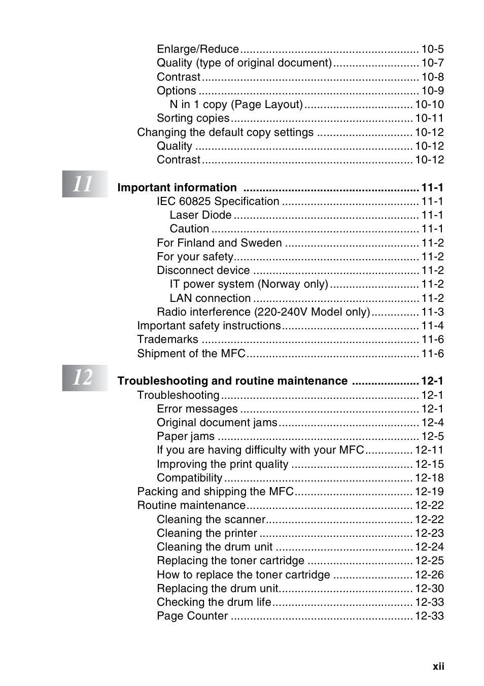 Brother MFC 8220 User Manual | Page 13 / 203