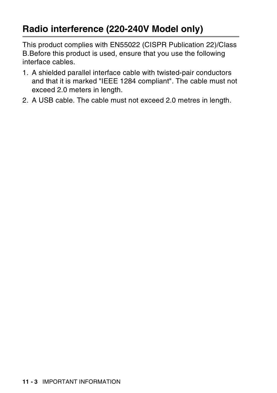 Radio interference (220-240v model only), Radio interference (220-240v model only) -3 | Brother MFC 8220 User Manual | Page 136 / 203