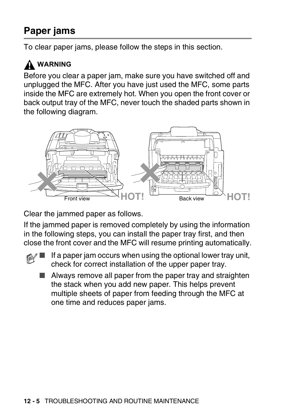 Paper jams, Paper jams -5 | Brother MFC 8220 User Manual | Page 144 / 203