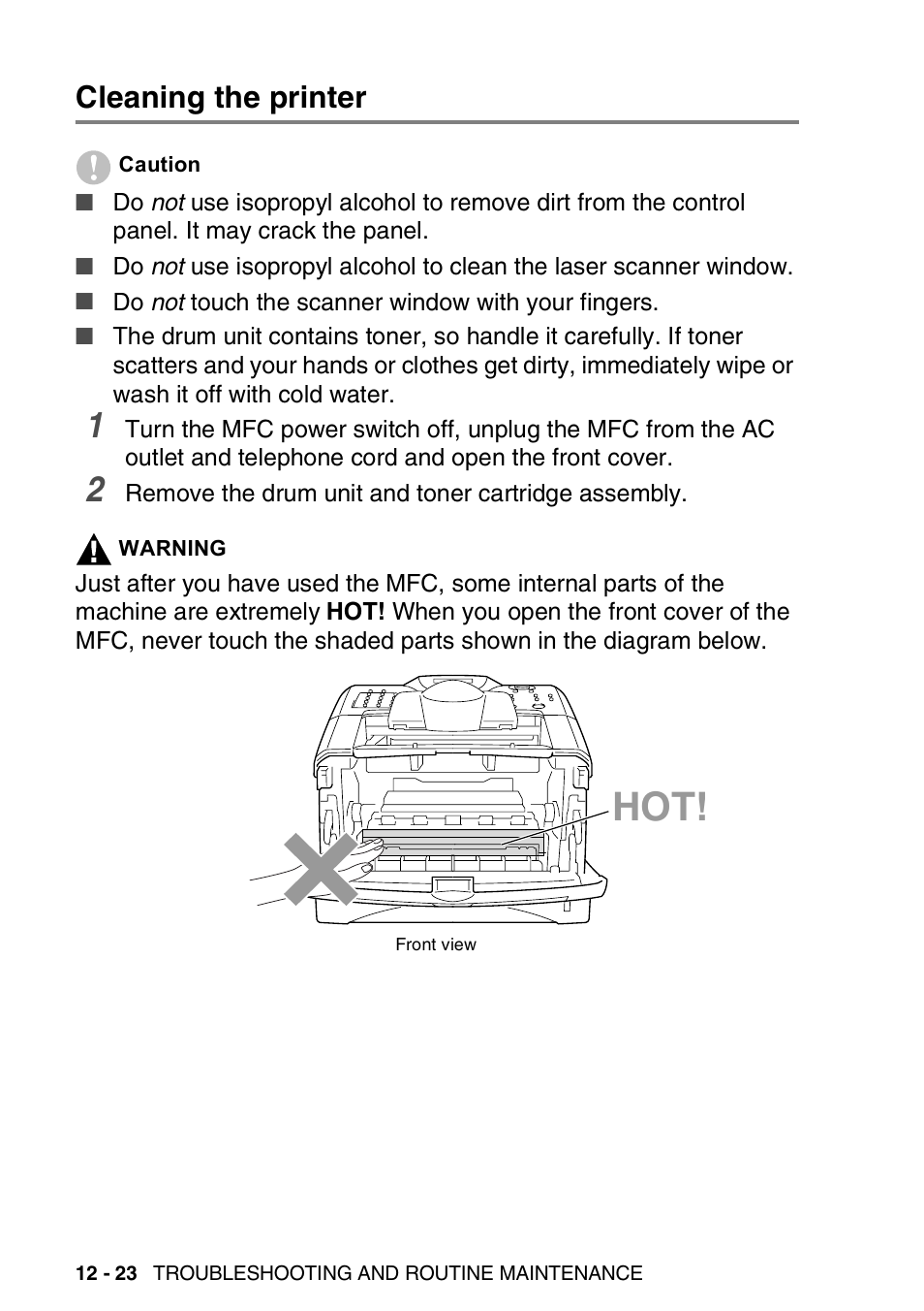 Cleaning the printer, Cleaning the printer -23 | Brother MFC 8220 User Manual | Page 162 / 203
