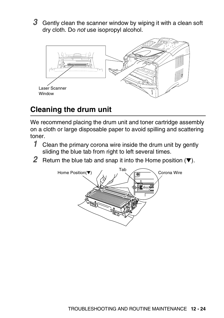 Cleaning the drum unit, Cleaning the drum unit -24 | Brother MFC 8220 User Manual | Page 163 / 203