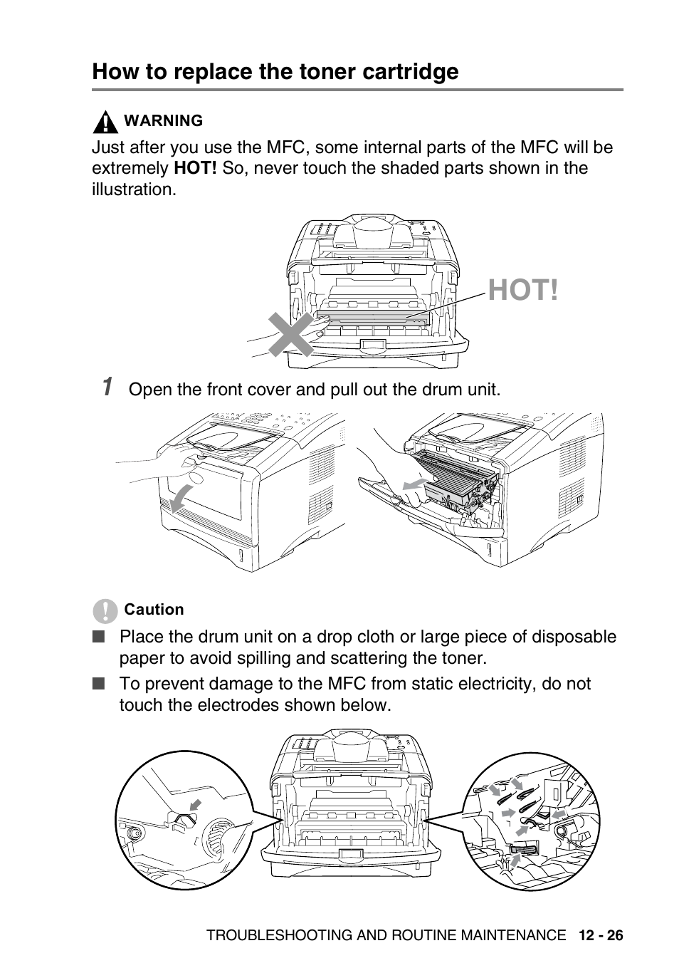 How to replace the toner cartridge, How to replace the toner cartridge -26 | Brother MFC 8220 User Manual | Page 165 / 203