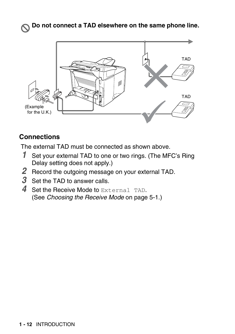 Connections, Connections -12 | Brother MFC 8220 User Manual | Page 26 / 203