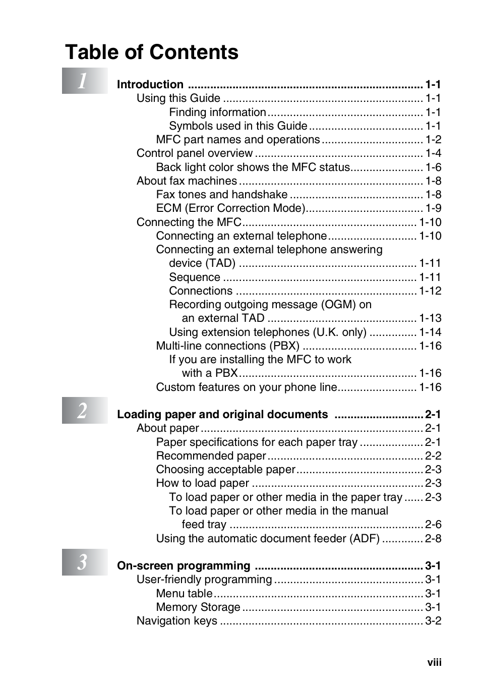 Brother MFC 8220 User Manual | Page 9 / 203