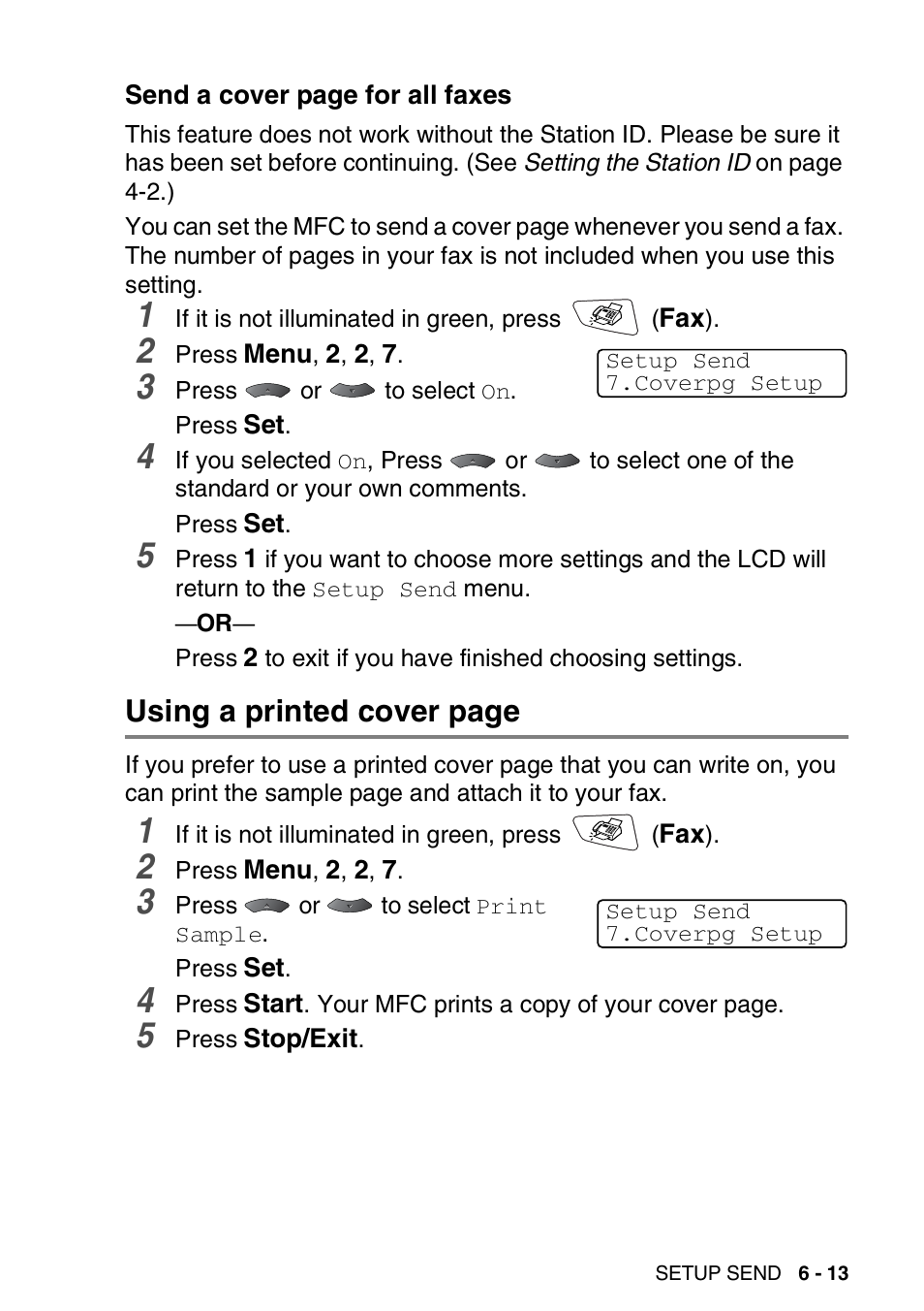 Using a printed cover page | Brother MFC 8220 User Manual | Page 95 / 203