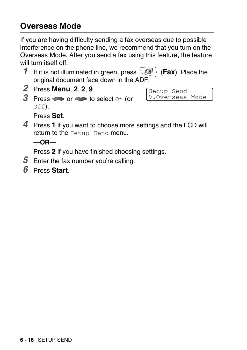 Overseas mode, Overseas mode -16 | Brother MFC 8220 User Manual | Page 98 / 203