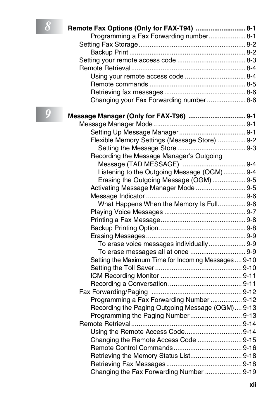 Brother FAX-T94 User Manual | Page 13 / 166