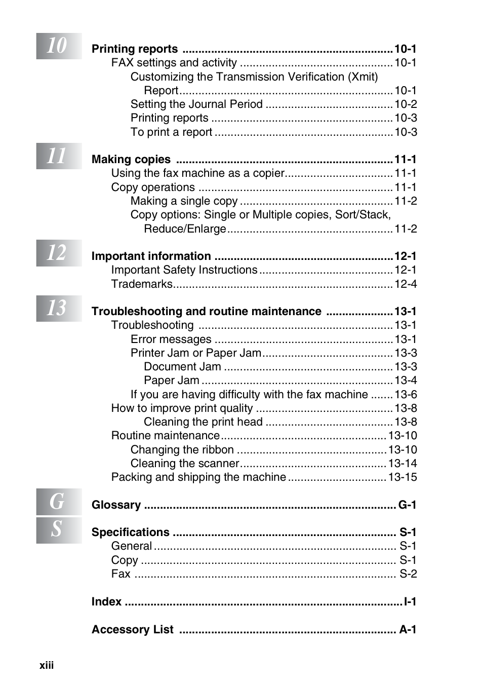 Brother FAX-T94 User Manual | Page 14 / 166