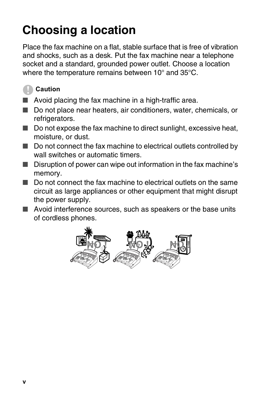 Choosing a location | Brother FAX-T94 User Manual | Page 6 / 166