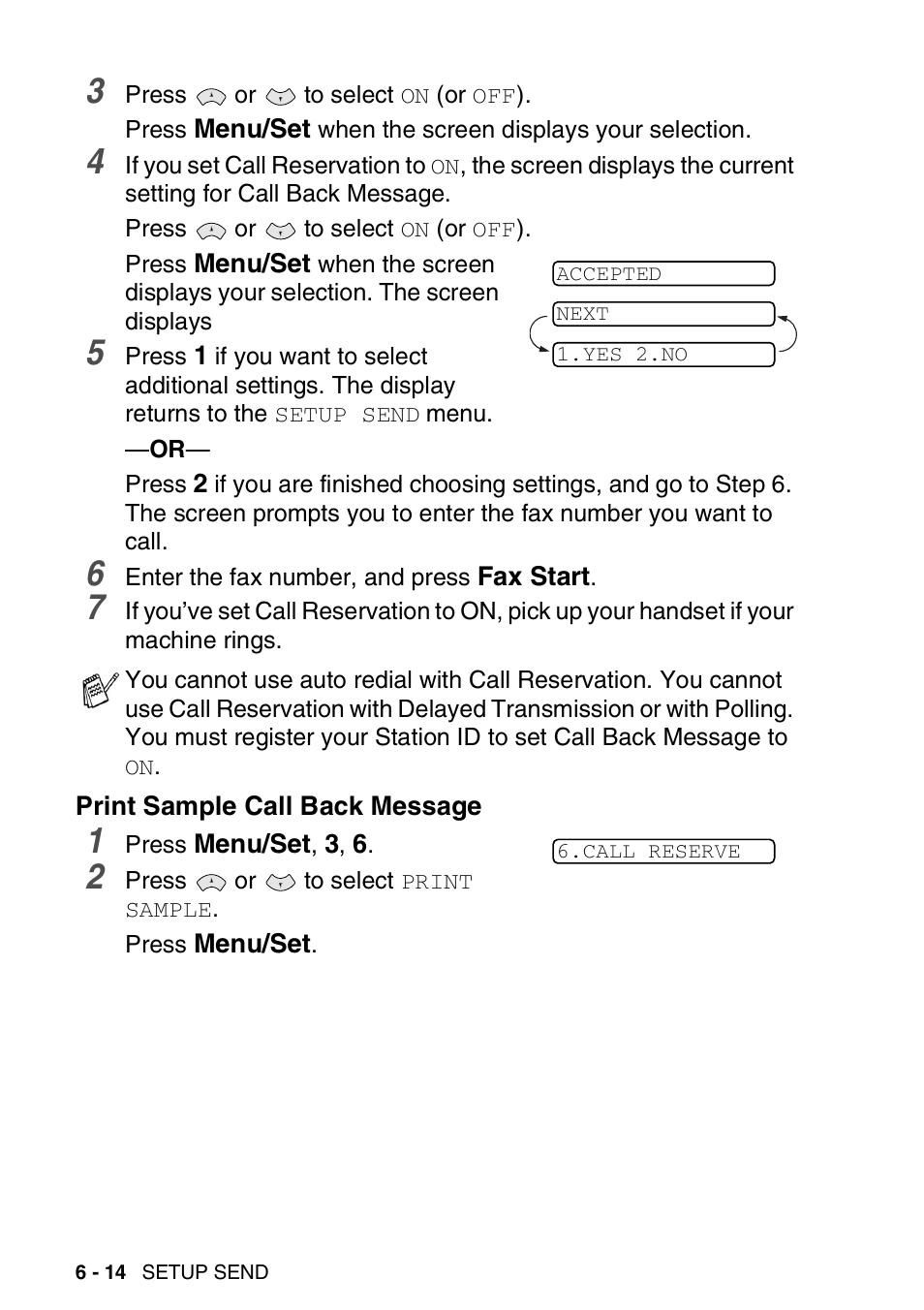 Print sample call back message, Print sample call back message -14 | Brother FAX-T94 User Manual | Page 84 / 166