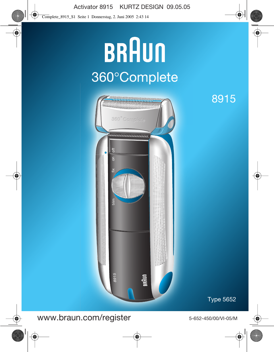 Braun 8915 360°Complete User Manual | 50 pages